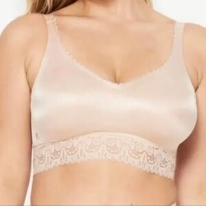 Ruby Ribbon Shapewear Tan Heritage Lace Demiette Wireless Bra 36